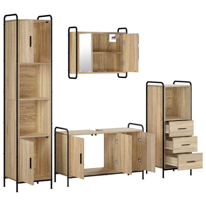Set dulap baie 4 buc. Stejar Sonoma 40 x 36 x 181 cm WALTI
