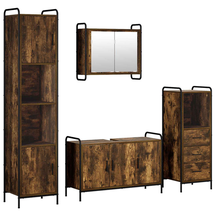 Set dulap baie 4 buc. Stejar fumuriu 40 x 36 x 181 cm WALTI