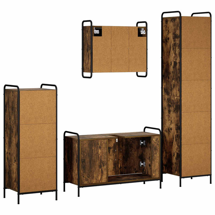 Set dulap baie 4 buc. Stejar fumuriu 40 x 36 x 181 cm WALTI