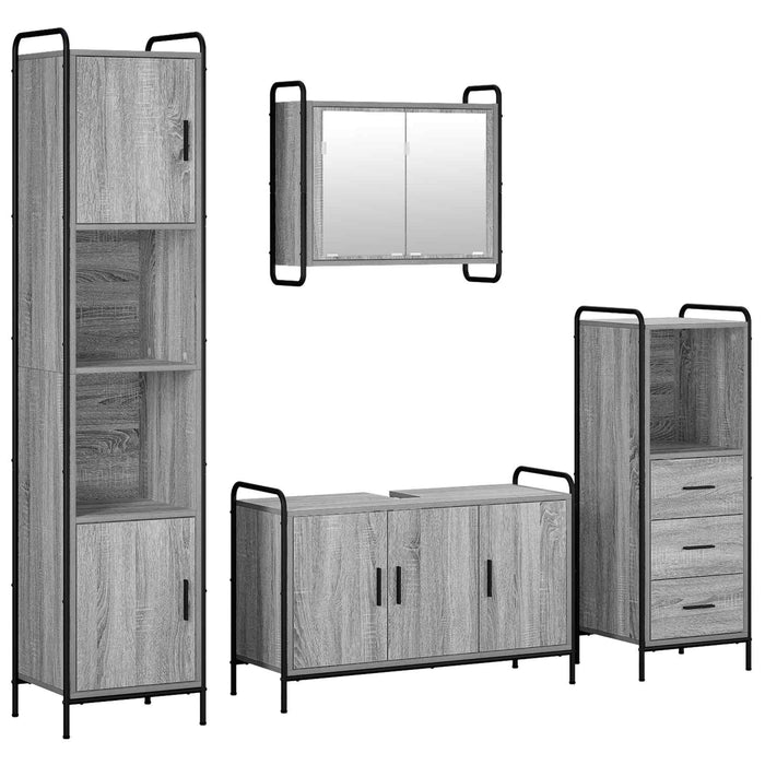 Set dulap baie 4 buc. Sonoma gri 40 x 36 x 181 cm WALTI