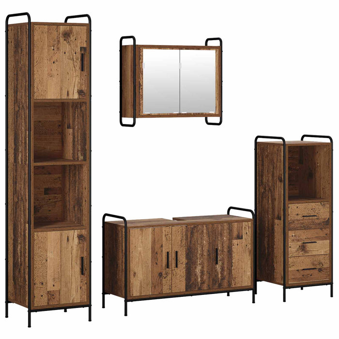 Set dulap baie 4 buc. Lemn vechi 40 x 36 x 181 cm WALTI