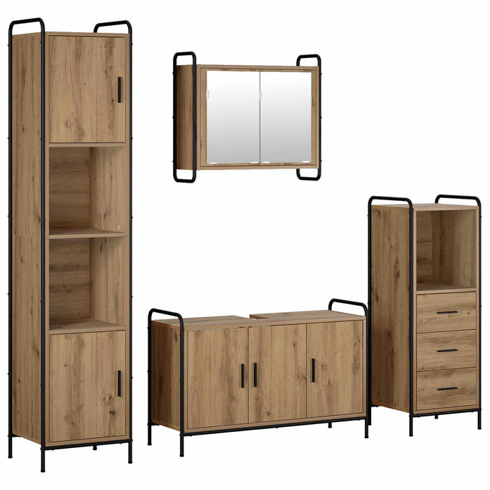 Set dulap baie 4 buc. Stejar Artizanal 40 x 36 x 181 cm WALTI