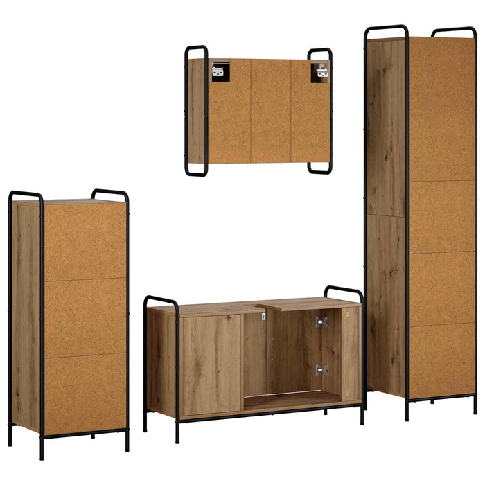 Set dulap baie 4 buc. Stejar Artizanal 40 x 36 x 181 cm WALTI
