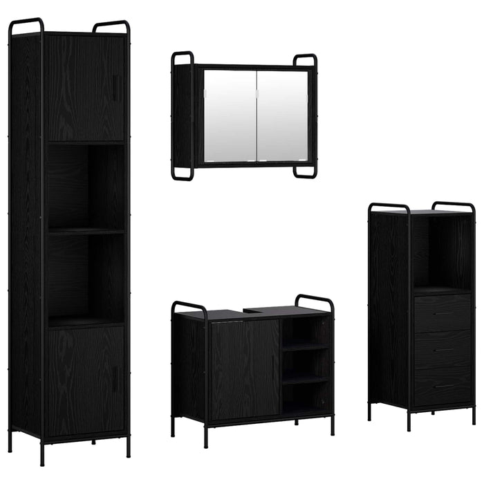 Set dulap baie 4 buc. Stejar Negru 40 x 36 x 181 cm WALTI