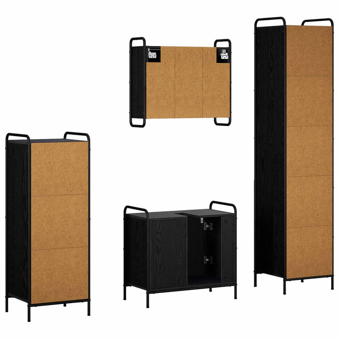 Set dulap baie 4 buc. Stejar Negru 40 x 36 x 181 cm WALTI