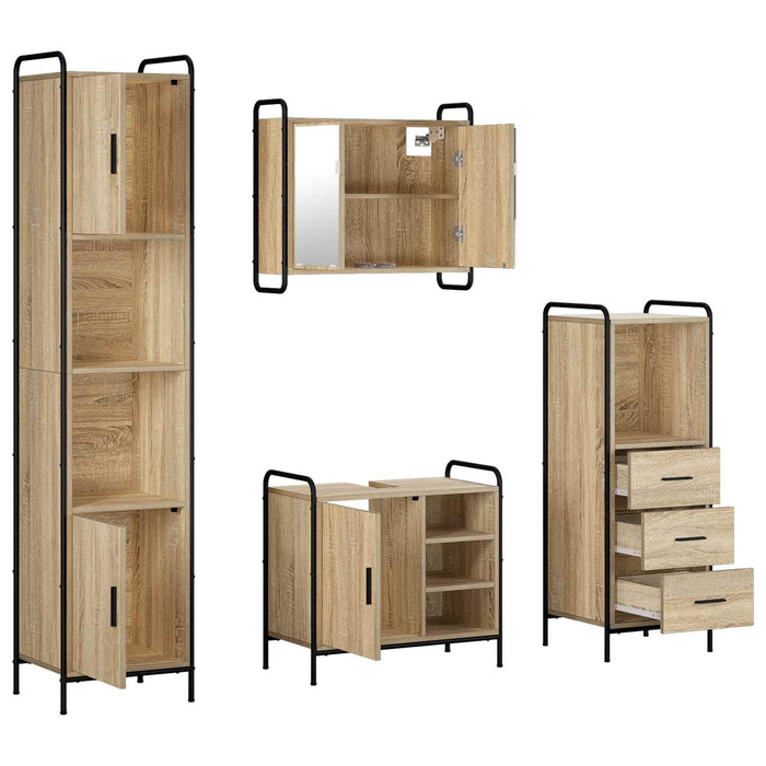 Set dulap baie 4 buc. Stejar Sonoma 40 x 36 x 181 cm WALTI