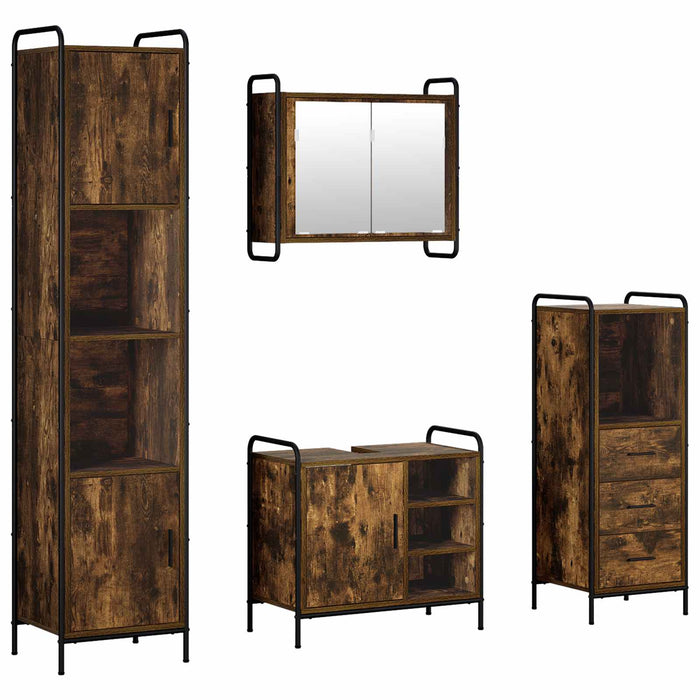 Set dulap baie 4 buc. Stejar fumuriu 40 x 36 x 181 cm WALTI