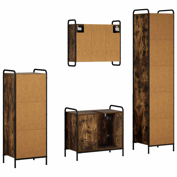 Set dulap baie 4 buc. Stejar fumuriu 40 x 36 x 181 cm WALTI
