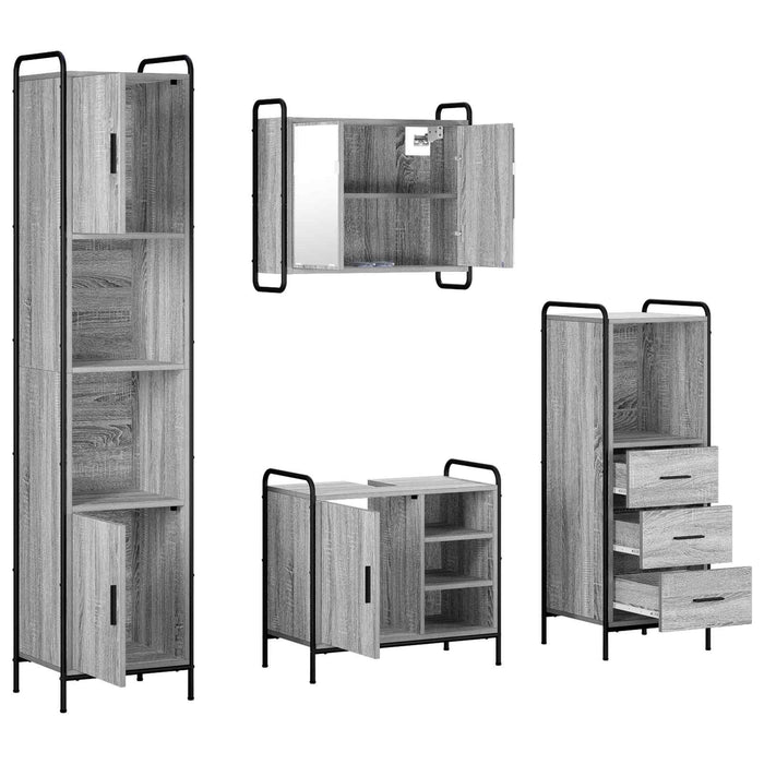 Set dulap baie 4 buc. Sonoma gri 40 x 36 x 181 cm WALTI