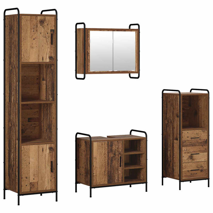Set dulap baie 4 buc. Lemn vechi 40 x 36 x 181 cm WALTI