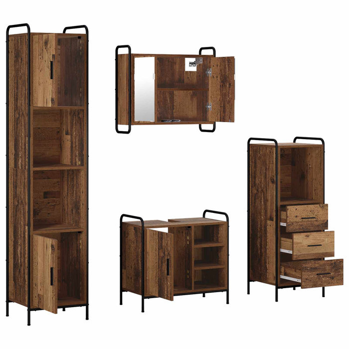 Set dulap baie 4 buc. Lemn vechi 40 x 36 x 181 cm WALTI