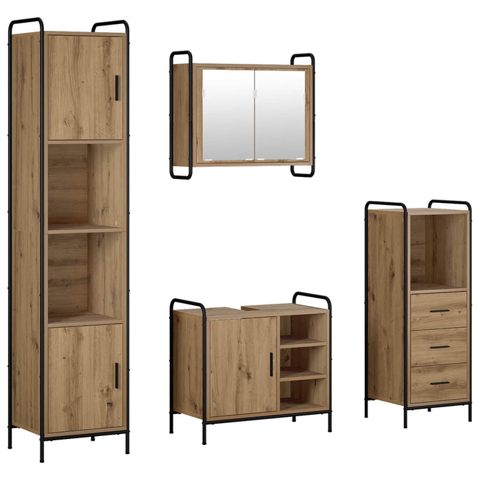 Set dulap baie 4 buc. Stejar Artizanal 40 x 36 x 181 cm WALTI