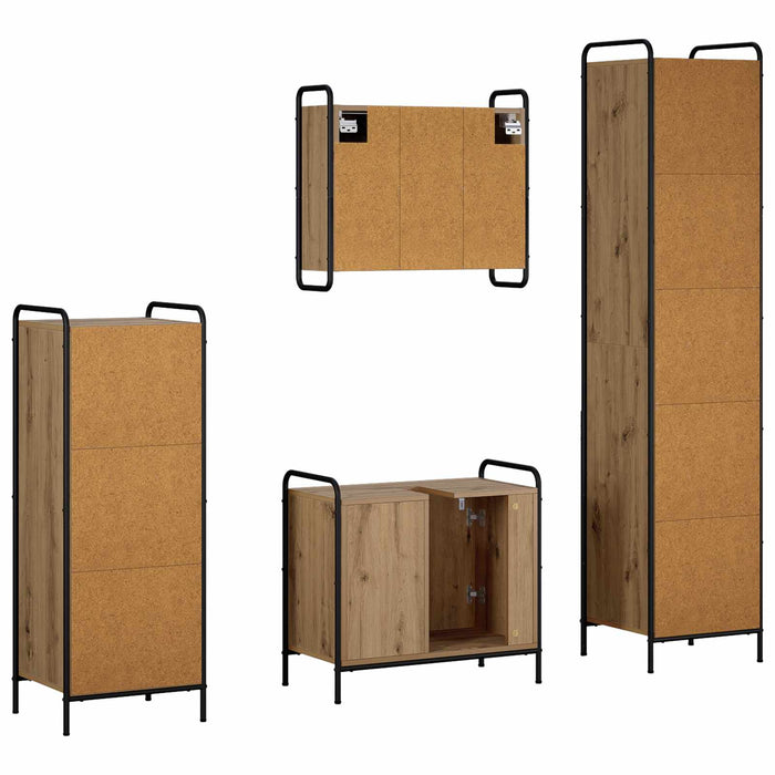 Set dulap baie 4 buc. Stejar Artizanal 40 x 36 x 181 cm WALTI