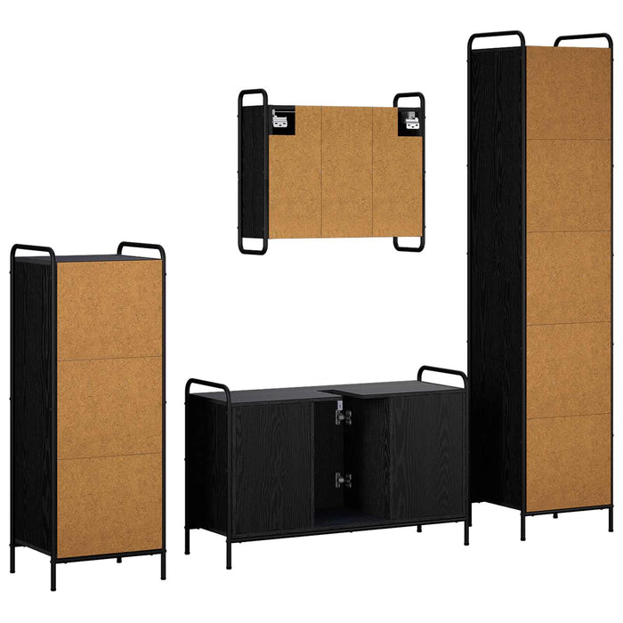 Set dulap baie 4 buc. Stejar Negru 40 x 36 x 181 cm WALTI