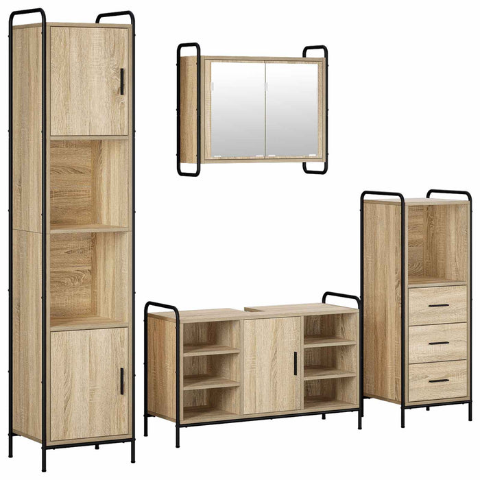 Set dulap baie 4 buc. Stejar Sonoma 40 x 36 x 181 cm WALTI