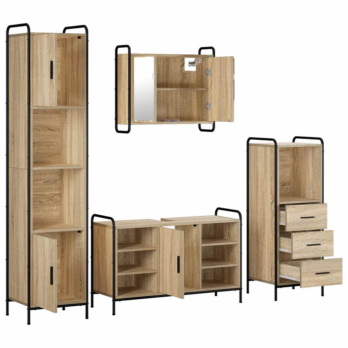 Set dulap baie 4 buc. Stejar Sonoma 40 x 36 x 181 cm WALTI