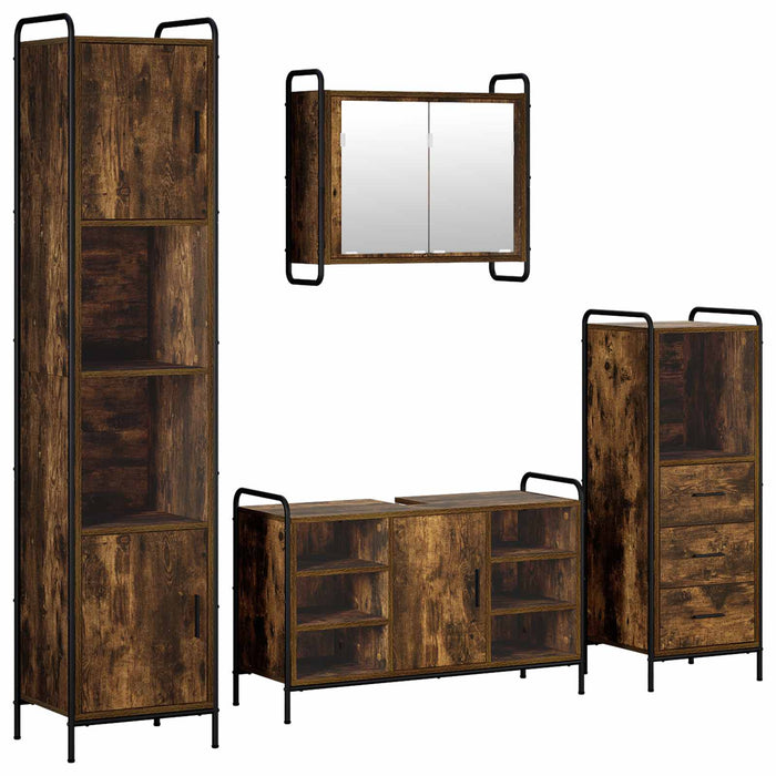 Set dulap baie 4 buc. Stejar fumuriu 40 x 36 x 181 cm WALTI