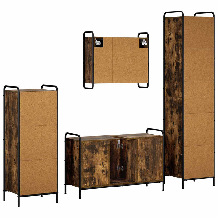 Set dulap baie 4 buc. Stejar fumuriu 40 x 36 x 181 cm WALTI
