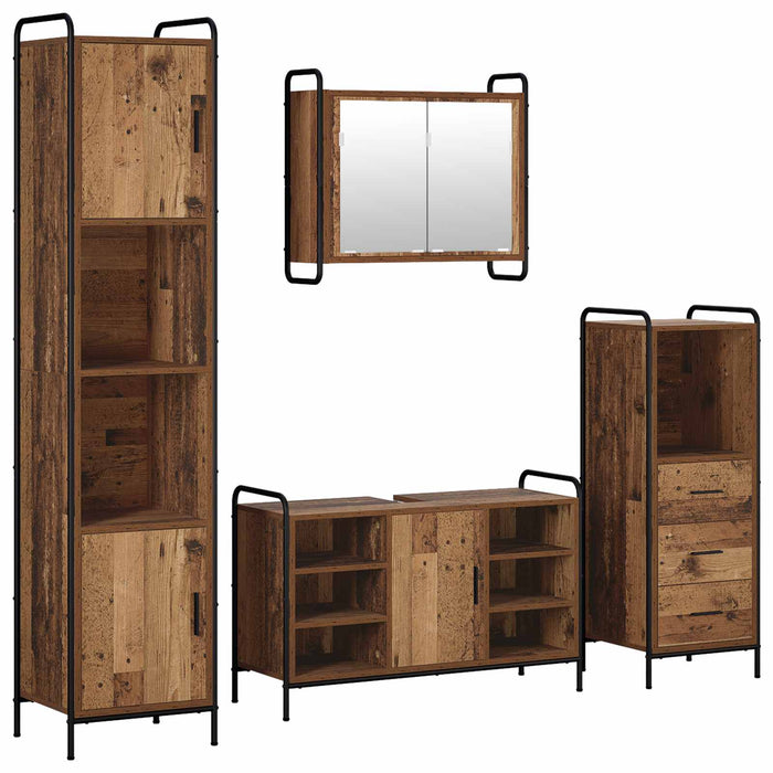 Set dulap baie 4 buc. Lemn vechi 40 x 36 x 181 cm WALTI