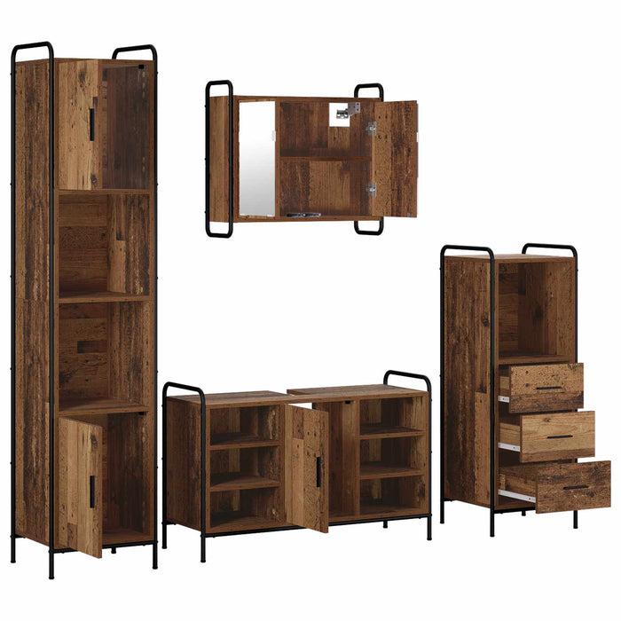 Set dulap baie 4 buc. Lemn vechi 40 x 36 x 181 cm WALTI