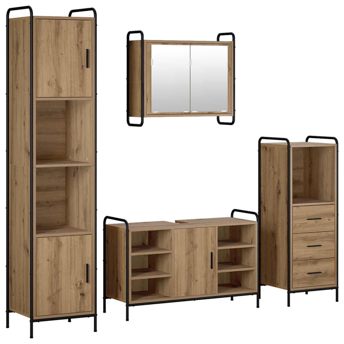 Set dulap baie 4 buc. Stejar Artizanal 40 x 36 x 181 cm WALTI