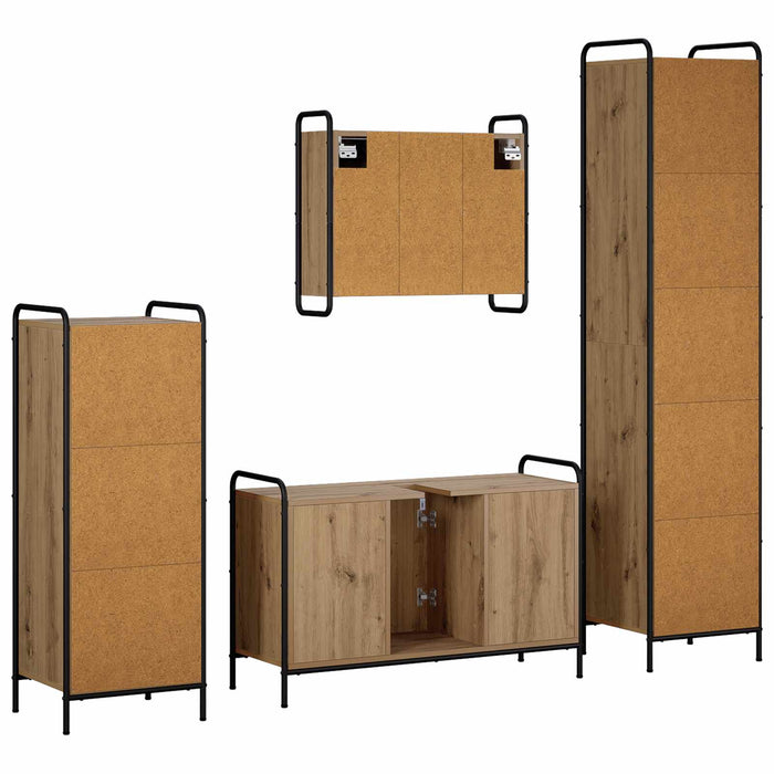 Set dulap baie 4 buc. Stejar Artizanal 40 x 36 x 181 cm WALTI
