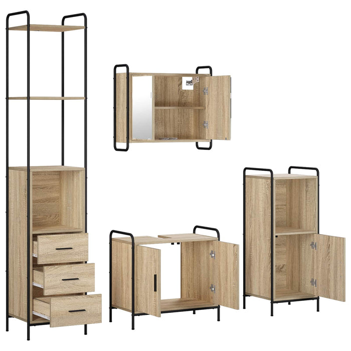 Set dulap baie 4 buc. Stejar Sonoma 40 x 36 x 200,5 cm WALTI