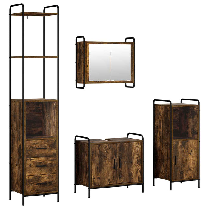 Set dulap baie 4 buc. Stejar fumuriu 40 x 36 x 200,5 cm WALTI