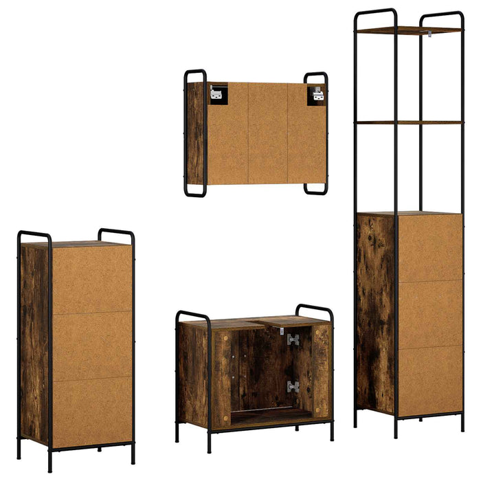 Set dulap baie 4 buc. Stejar fumuriu 40 x 36 x 200,5 cm WALTI
