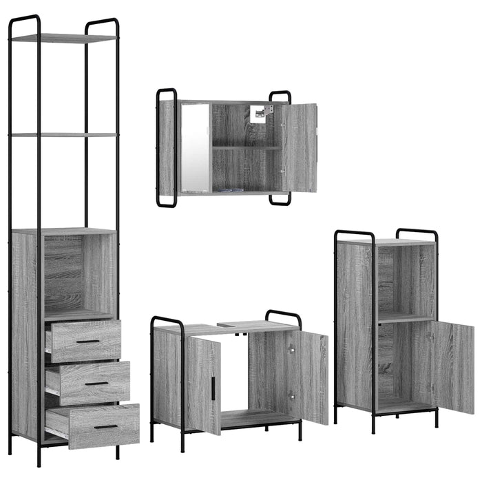 Set dulap baie 4 buc. Sonoma gri 40 x 36 x 200,5 cm WALTI