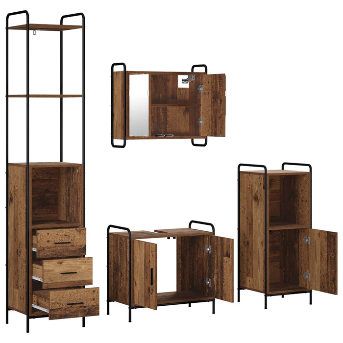 Set dulap baie 4 buc. Lemn vechi 40 x 36 x 200,5 cm WALTI