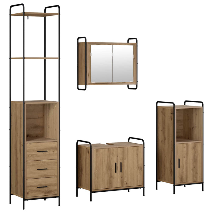 Set dulap baie 4 buc. Stejar Artizanal 40 x 36 x 200,5 cm WALTI
