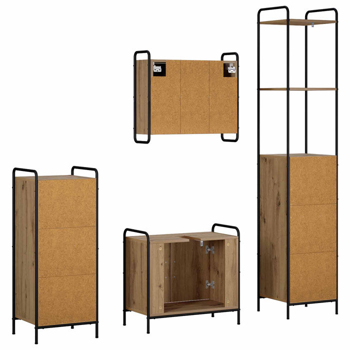 Set dulap baie 4 buc. Stejar Artizanal 40 x 36 x 200,5 cm WALTI