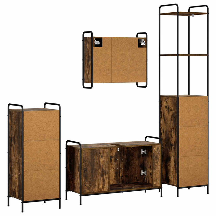 Set dulap baie 4 buc. Stejar fumuriu 40 x 36 x 200,5 cm WALTI