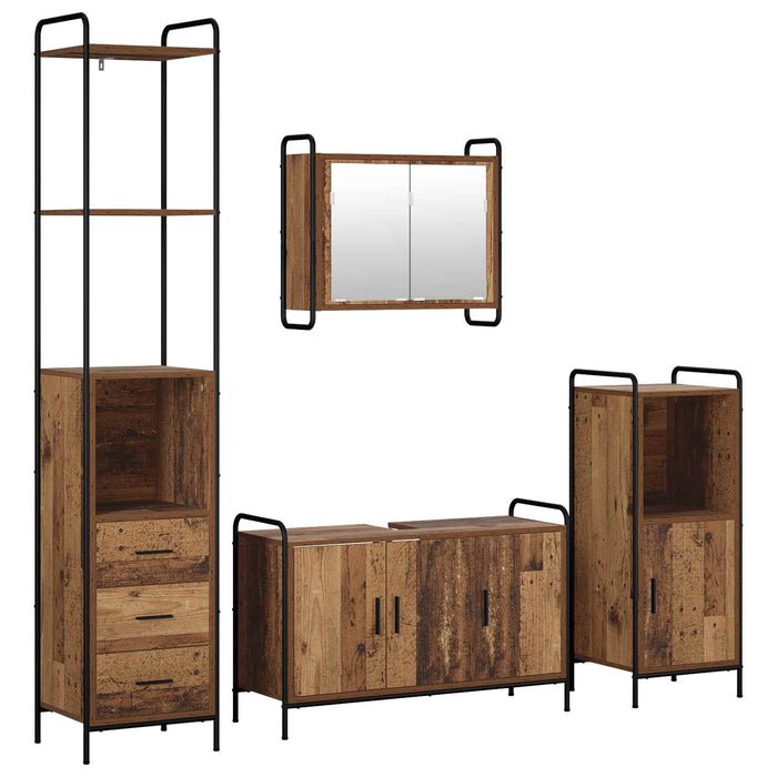Set dulap baie 4 buc. Lemn vechi 40 x 36 x 200,5 cm WALTI