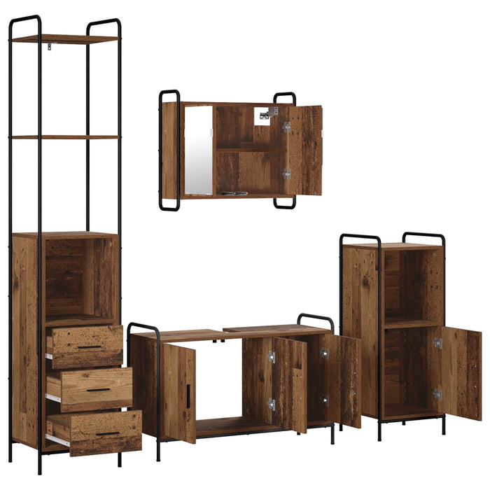 Set dulap baie 4 buc. Lemn vechi 40 x 36 x 200,5 cm WALTI