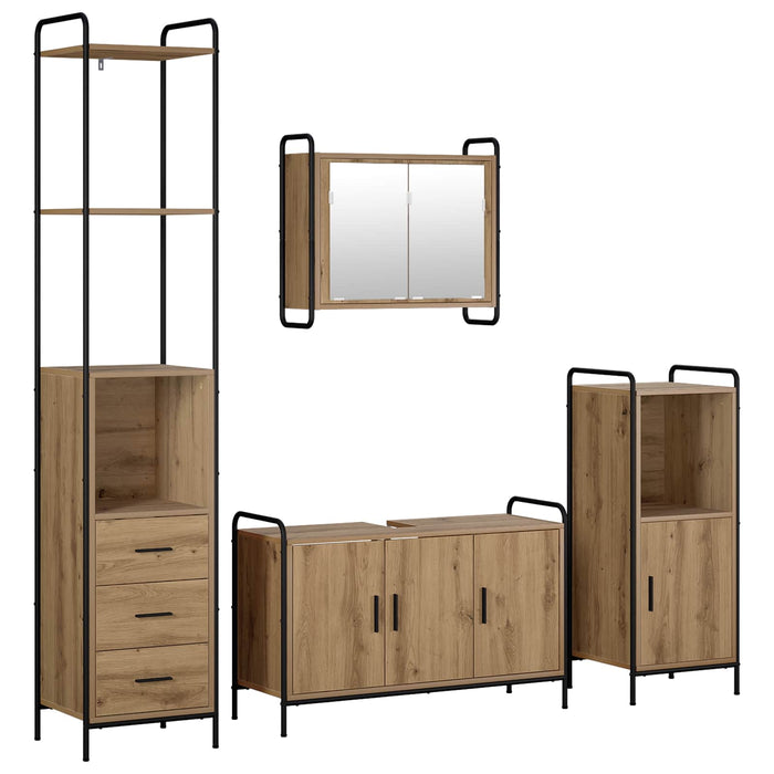 Set dulap baie 4 buc. Stejar Artizanal 40 x 36 x 200,5 cm WALTI