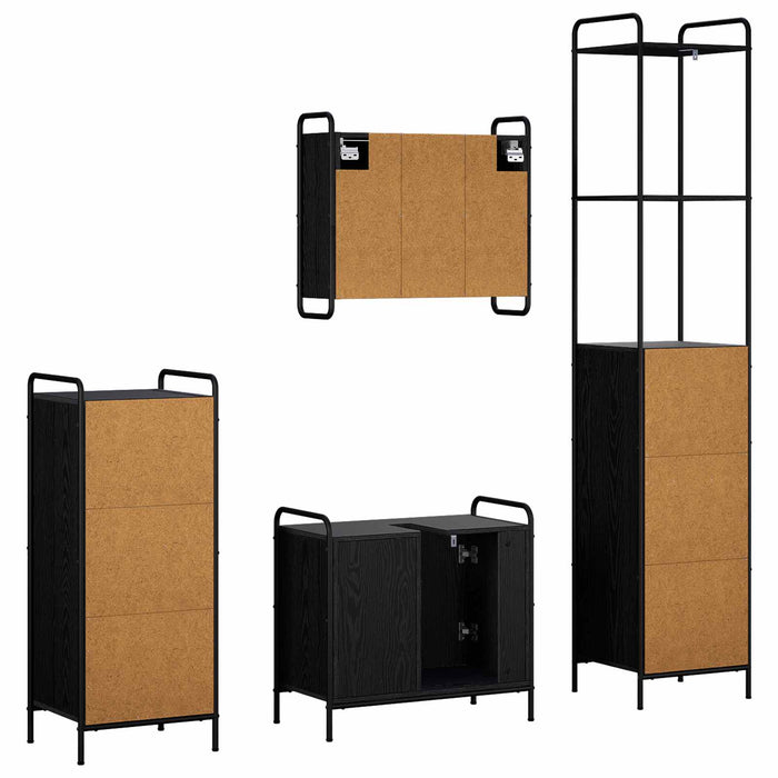 Set dulap baie 4 buc. Stejar Negru 40 x 36 x 200,5 cm WALTI
