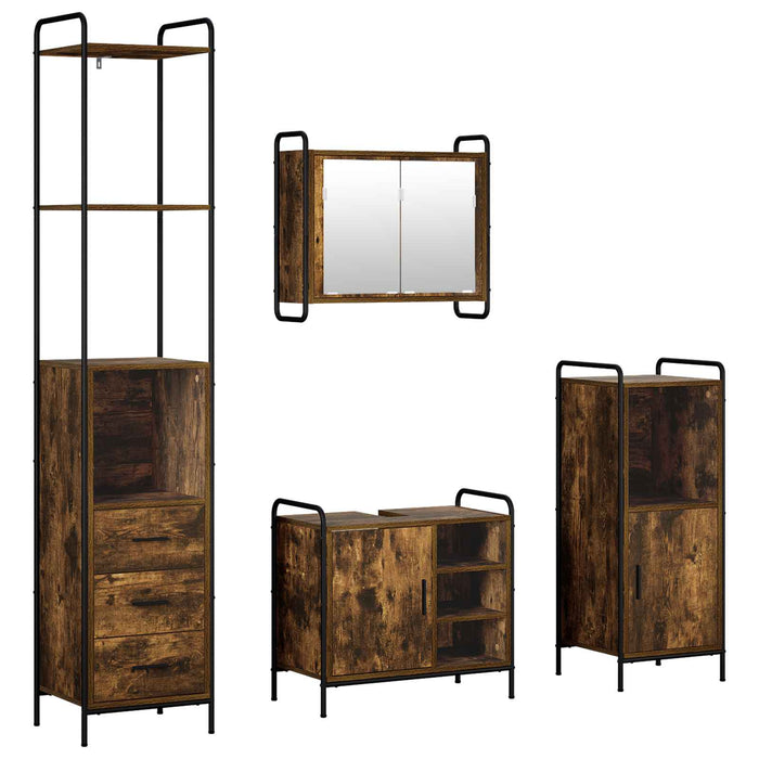 Set dulap baie 4 buc. Stejar fumuriu 40 x 36 x 200,5 cm WALTI