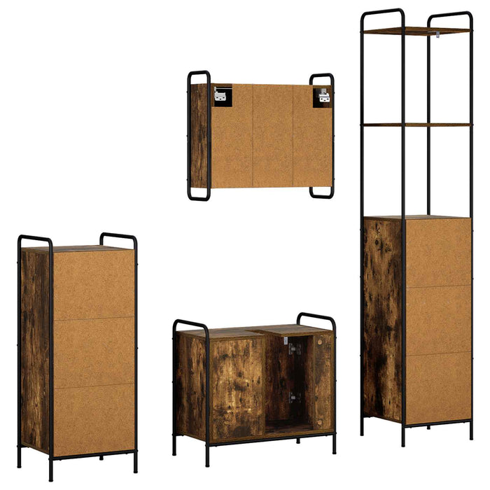 Set dulap baie 4 buc. Stejar fumuriu 40 x 36 x 200,5 cm WALTI