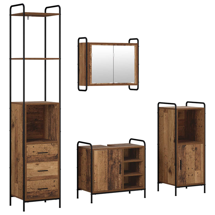Set dulap baie 4 buc. Lemn vechi 40 x 36 x 200,5 cm WALTI