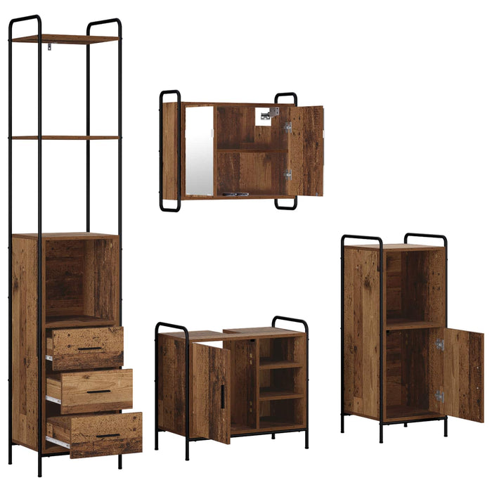 Set dulap baie 4 buc. Lemn vechi 40 x 36 x 200,5 cm WALTI