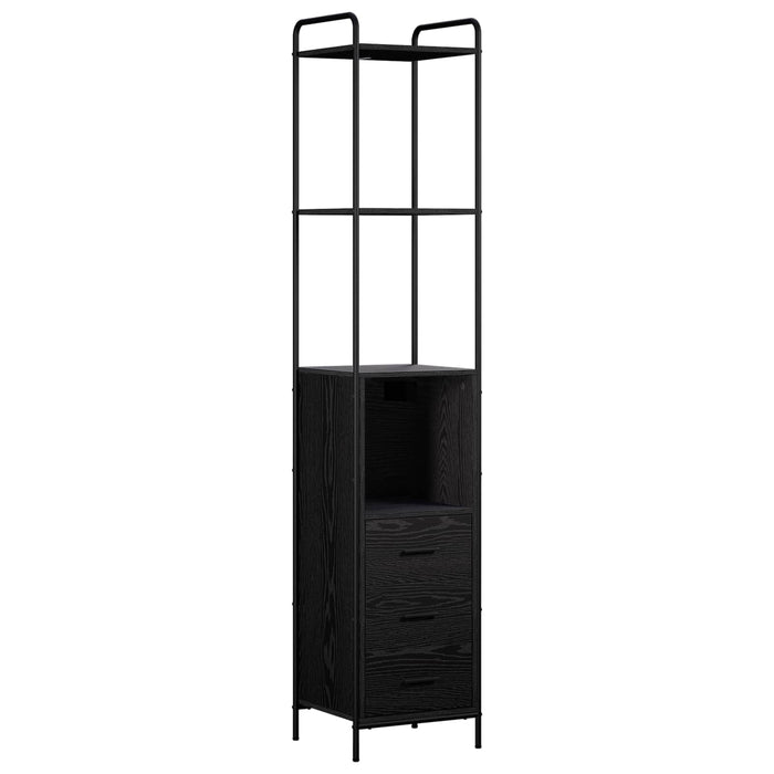 Set dulap baie 4 buc. Stejar Negru 40 x 36 x 200,5 cm WALTI