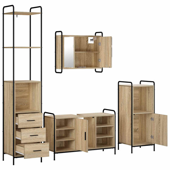 Set dulap baie 4 buc. Stejar Sonoma 40 x 36 x 200,5 cm WALTI