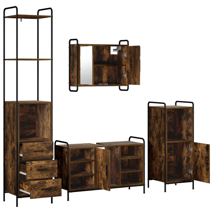 Set dulap baie 4 buc. Stejar fumuriu 40 x 36 x 200,5 cm WALTI