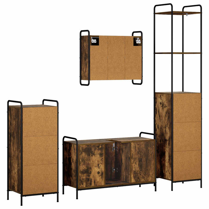 Set dulap baie 4 buc. Stejar fumuriu 40 x 36 x 200,5 cm WALTI