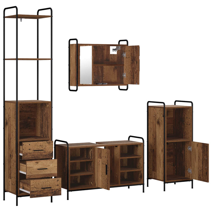 Set dulap baie 4 buc. Lemn vechi 40 x 36 x 200,5 cm WALTI