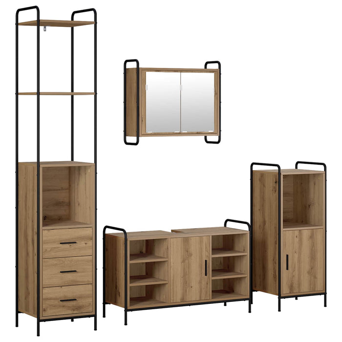 Set dulap baie 4 buc. Stejar Artizanal 40 x 36 x 200,5 cm WALTI
