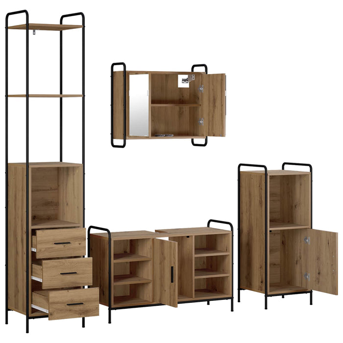 Set dulap baie 4 buc. Stejar Artizanal 40 x 36 x 200,5 cm WALTI