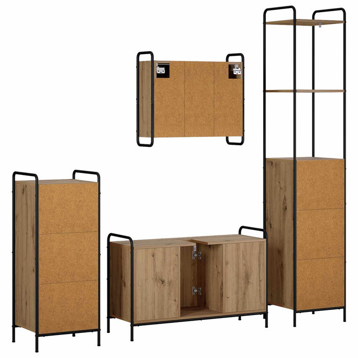 Set dulap baie 4 buc. Stejar Artizanal 40 x 36 x 200,5 cm WALTI